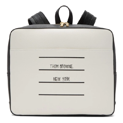 Shop Thom Browne Black And White Paper Label Zip-top Book Backpack In 001 Black