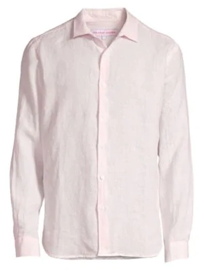 Shop Orlebar Brown Giles Linen Shirt In Camelia White