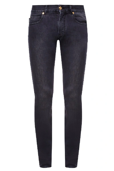 Shop Versace Grey/black Cotton Jeans