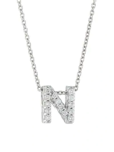 Shop Roberto Coin Tiny Treasures 18k White Gold & Diamond Love Letter-n Necklace