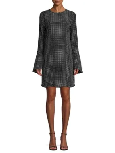 Shop Equipment Mari Polka Dot Bell-sleeve Shift Dress In True Black