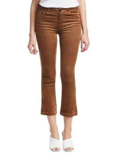 Shop Paige Jeans Colette High-rise Crop Corduroy Trousers In Light Chestnut