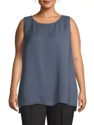 Shop Lafayette 148 Plus Sleeveless Silk Top In Blue