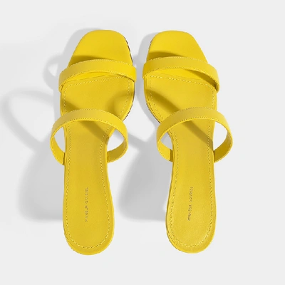 Shop Mansur Gavriel | Skinny Double Strap Mules In Yellow Lambskin