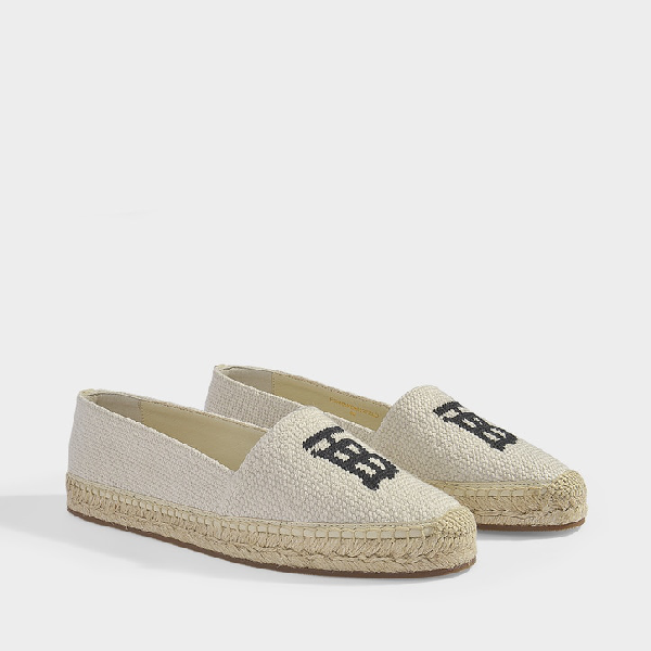 monogram motif cotton and leather espadrilles