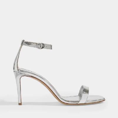 Shop Mansur Gavriel | 90mm Ankle Strap Sandals In Silver Leather