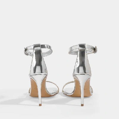 Shop Mansur Gavriel | 90mm Ankle Strap Sandals In Silver Leather
