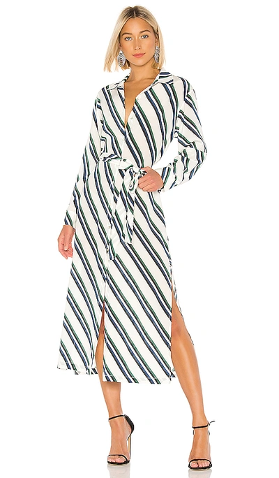 Shop Asceno Long Shirt Dress In Diagonal Stripe