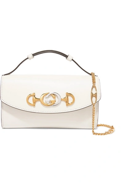 Shop Gucci Zumi Mini Leather Shoulder Bag In White