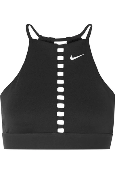 Shop Nike Indy Lattice And Mesh-trimmed Dri-fit Sports Bra In Black