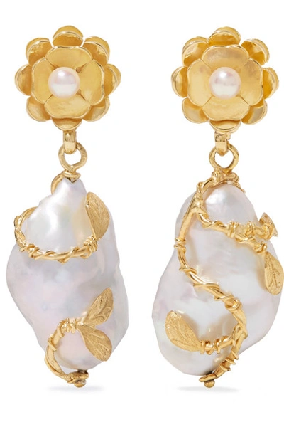 Shop Of Rare Origin Hedera Gold Vermeil Pearl Earrings