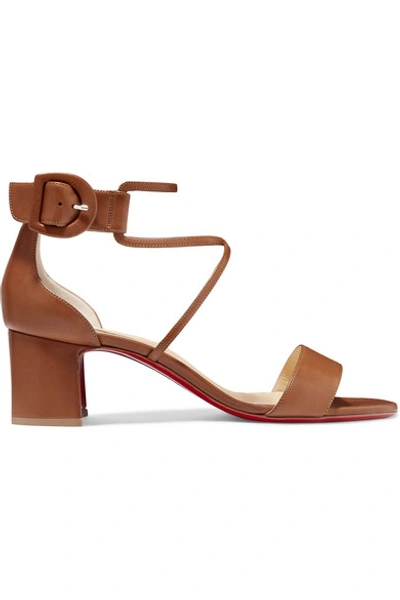 Shop Christian Louboutin Choca 55 Leather Sandals In Tan