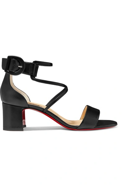 Shop Christian Louboutin Choca 55 Leather Sandals In Black
