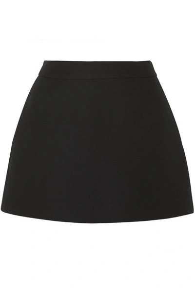 Shop Valentino Wool And Silk-blend Mini Skirt In Black