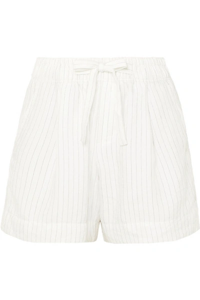Shop Vince Pinstriped Gauze Shorts In Cream