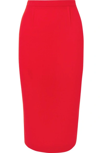 Shop Roland Mouret Arreton Wool-crepe Skirt In Red