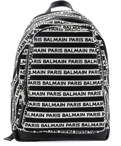 Shop Balmain Logo Print Backpack In Multi