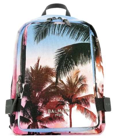 Shop Balmain Printed Zipped Backpack In Multi