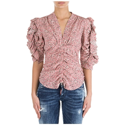 Shop Isabel Marant Floral Short Sleeve Blouse In Pink