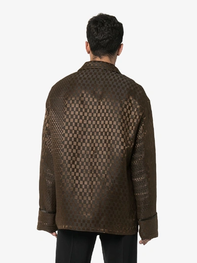 Shop Haider Ackermann Double-breasted Silk Blazer In Brown+binding Black