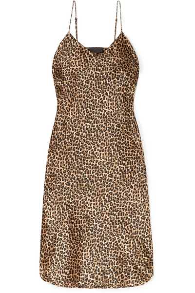 Shop Nili Lotan Leopard-print Silk-satin Dress In Leopard Print