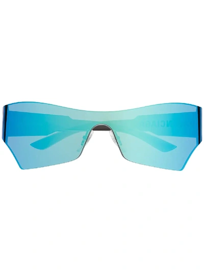 Shop Balenciaga Eyewear Oversized Geometric Sunglasses - Blue