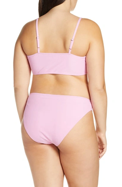 Shop Something Navy Classic Ribbed Swim Bandeau Top In Pink Chiffon