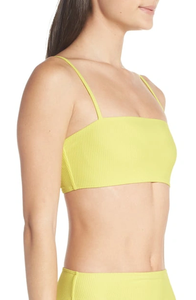 Shop Something Navy Classic Ribbed Swim Bandeau Top In Yellow Light