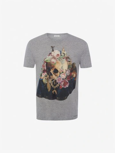 Shop Alexander Mcqueen Still Life Skull T-shirt In Grey Mix