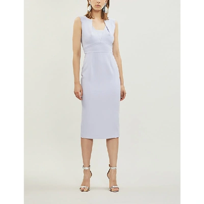 Shop Roland Mouret Coleby Fitted Crepe Dress In Ash Blue
