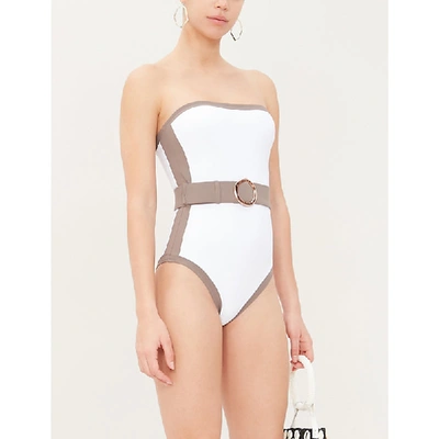 Shop Alexandra Miro Whitney Belted Swimsuit In White Mink