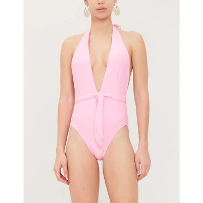 Shop Alexandra Miro Eva Halterneck Swimsuit In Pink