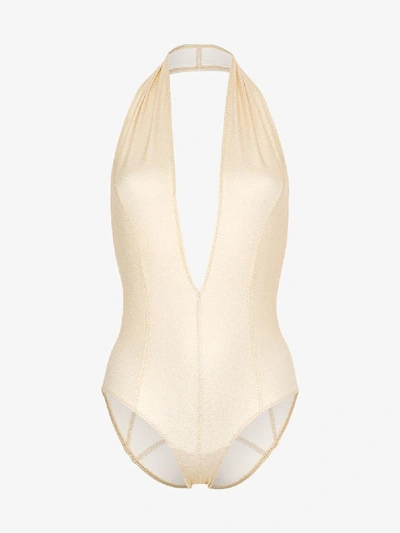 Shop Lisa Marie Fernandez Riri Swimsuit In Metallic