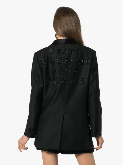 Shop Gucci Sequin Detail Tuxedo Jacket In Black