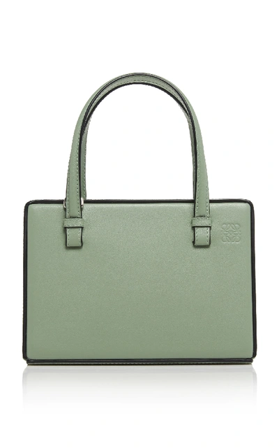 Shop Loewe Leather Top Handle Bag In Green