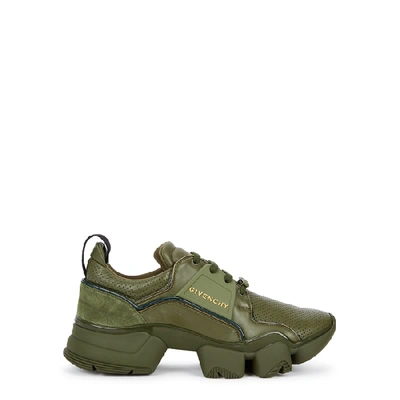 Shop Givenchy Jaw Olive Leather Sneakers