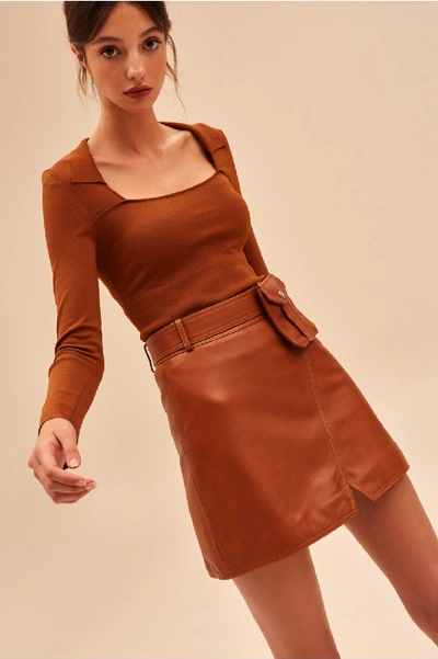Shop C/meo Collective While Here Leather Skirt In Tan