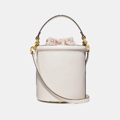 Shop Coach Drawstring Bucket Bag In Chalk/gold