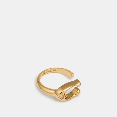 Shop Coach Signature Ring In Gold