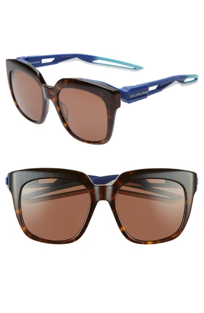 Shop Balenciaga 54mm Square Sunglasses In Shiny Dark Havana/ Brown