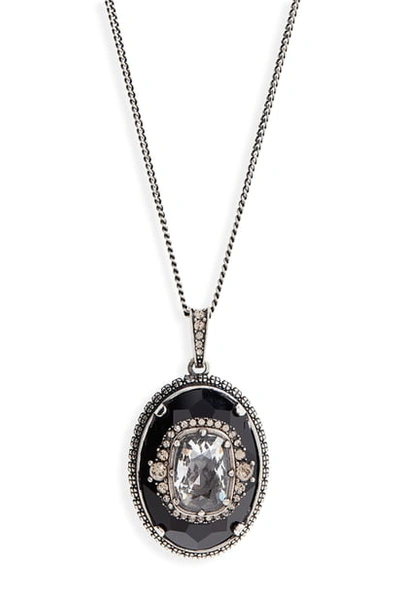 Shop Alexander Mcqueen Swarovski Crystal Pendant Necklace In Black