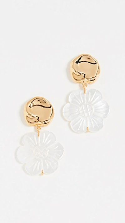 Shop Lizzie Fortunato Blanc Daisy Earrings In Gold/pearl