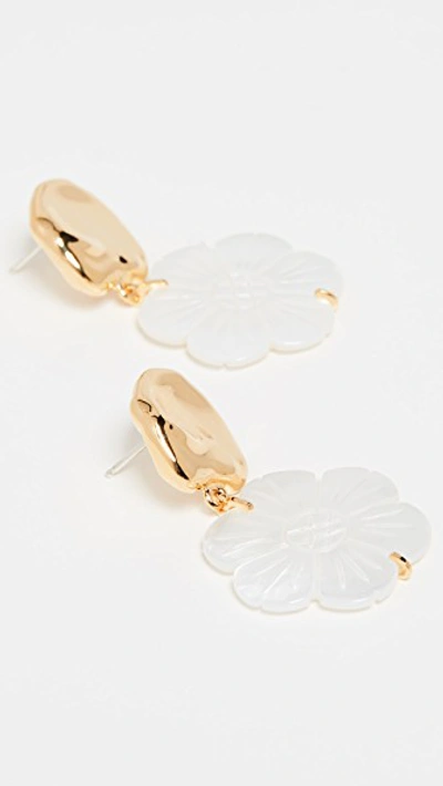 Shop Lizzie Fortunato Blanc Daisy Earrings In Gold/pearl