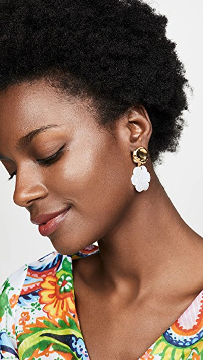 Shop Lizzie Fortunato Blanc Daisy Earrings In Gold/pearl