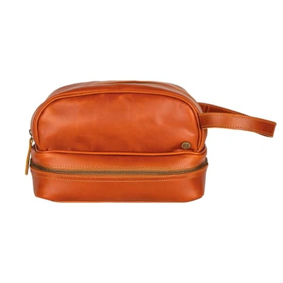 Shop Mahi Leather Buffalo Leather Raleigh Toiletry Bag In Tan