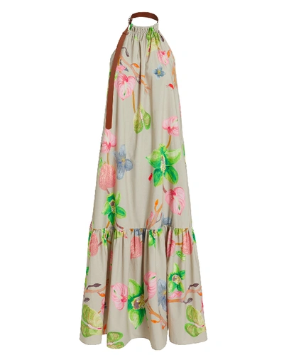 Shop Tibi Linnea Floral Poplin Halter Dress