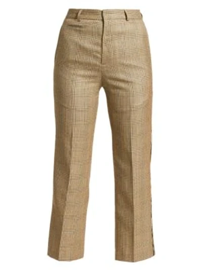 Shop R13 Plaid Wool-blend Tuxedo Trousers In Brown Glen Plaid Leopard