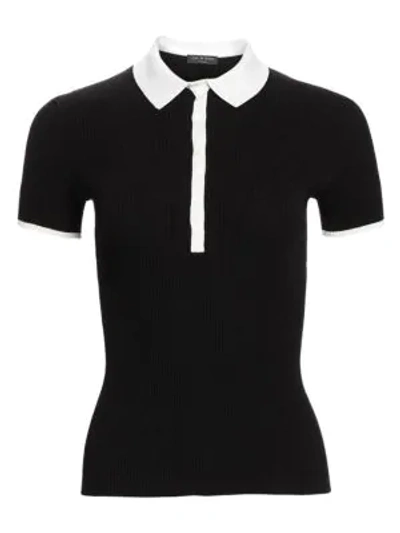 Shop Rag & Bone Libby Rib-knit Polo In Black