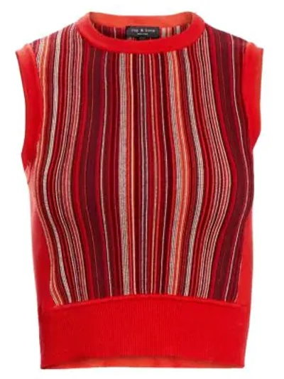Shop Rag & Bone Lisse Stripe Knit Tank Top In Red