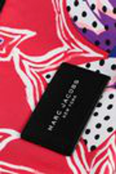 Shop Marc Jacobs Woman Biker Leather-trimmed Floral-print Shell Diaper Bag Pink